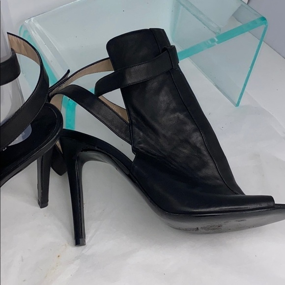 Barbara Bui Sz 38 Black Leather Ankle Wrap Heels - Picture 13 of 16
